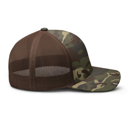 Sports Furnatic's, Sport Furantic, Camo Trucker Hat from the side without the Orange embroidery-Printful Product