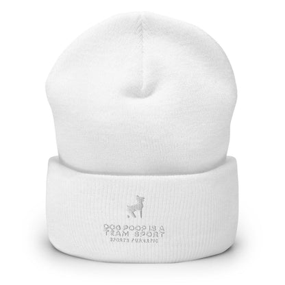Sports Furnatic's White DPTS Beanie with white embroidery-Printful Product
