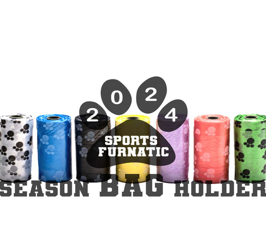 Sports Furnatic's logo for the annual bag subscription, called Season BAG Holder with all seven bag colors available behind the logo. Subscription has 54 rolls made up of two colors.