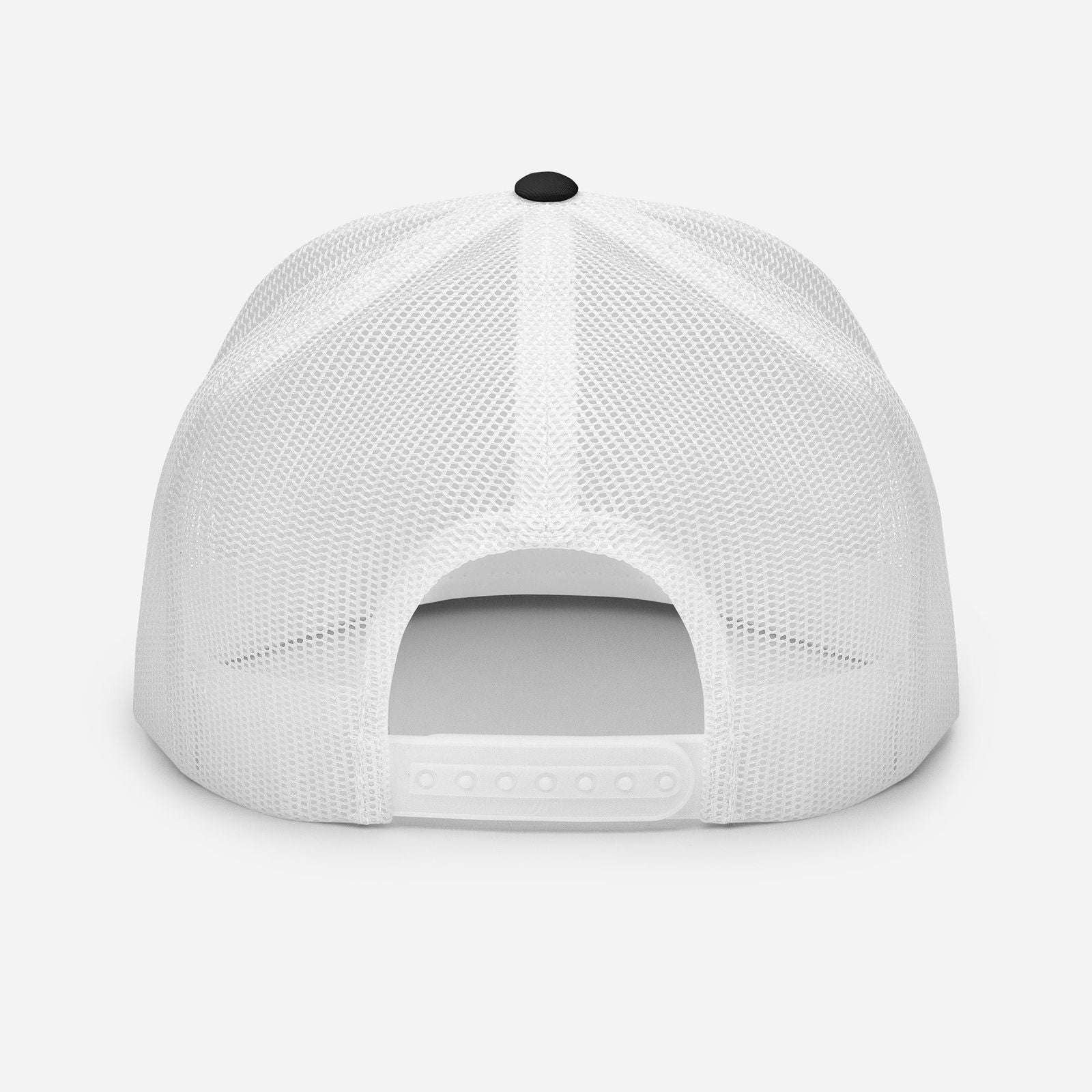 Sports Furnatic's Trucker Hat from the back with logo centered in front and Orange embroidery-Printful Product