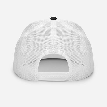 Sports Furnatic's Trucker Hat from the back with logo centered in front and Orange embroidery-Printful Product
